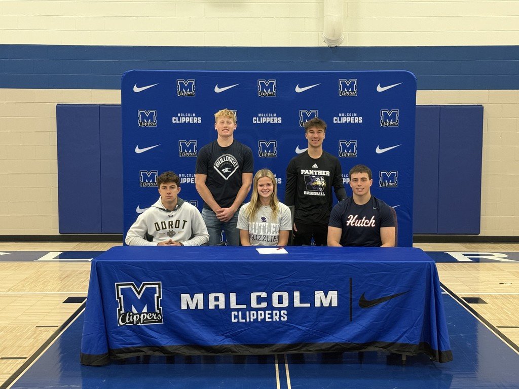 Congratulations to our seniors who have committed to further their academic and athletic careers after graduating form Malcolm. This morning we had five seniors celebrate their signing with their families and friends.