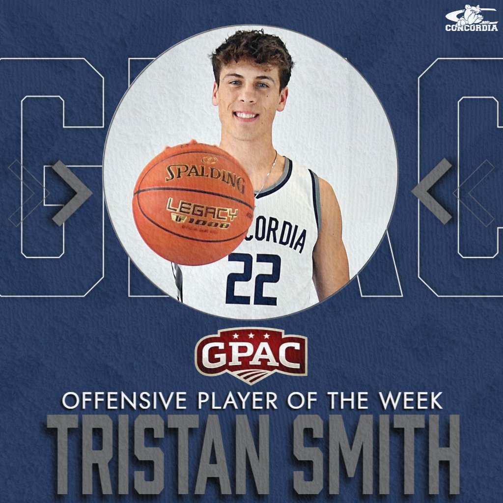 🏀 <a href="/TristanSmitty1/">Tristan Smith</a> 

🏅 GPAC Offensive Player of the Week

📊 In <a href="/CUNEmbb/">Concordia-NE Men’s Basketball</a> wins over Hastings/Waldorf: totaled 50 points, 15 rebounds, 12 assists, 5 steals &amp; 3 blocks.

🔗 cune.edu/athletics/team…