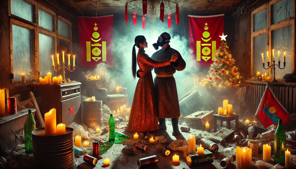 Энэ ёстой зэвүүн зураг, тоггүй, халаалтгүй, хорт утаан дотроо байдгаараа гоёоод шинэ жил тэмдэглэж байгаа бидний царай.