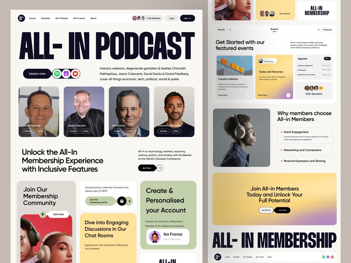 yasirahmadnoori's tweet photo. All-In Podcast Landing Page Redesign https://t.co/MqLU2efSBA