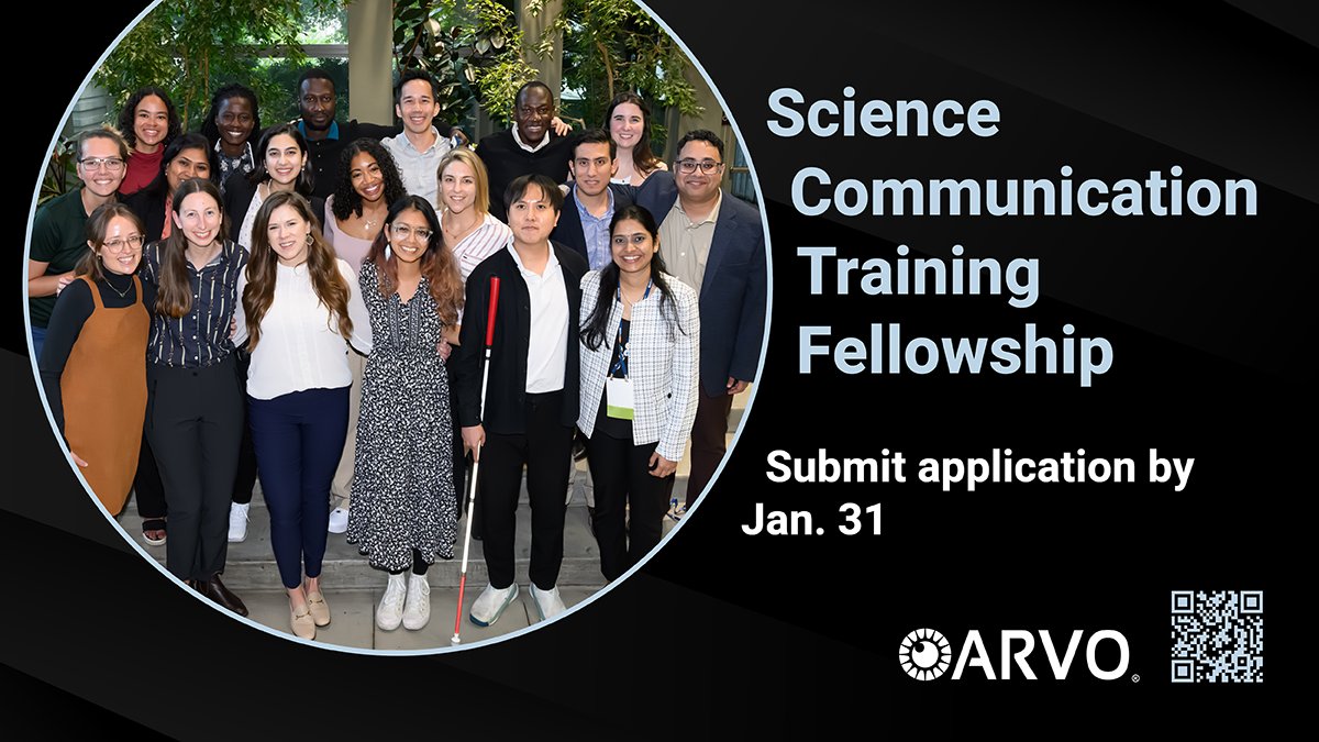 Attention eye/#VisionScience junior researchers: Interested in taking your #sciencecommunication/#scienceadvocacy skills to the next level? Apply for <a href="/ARVOinfo/">ARVO</a>'s #SciComm Training Fellowship. Don't miss this opportunity! Submit by Jan. 31. bit.ly/2AJvUKk
 #SciCommTF