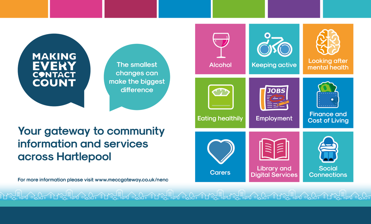 HartlepoolJS's tweet image. Unlock a healthier, happier you with Making Every Contact Count (MECC)! 📲💪 At the touch of a button, access a full range of community information and support services in Hartlepool. 

For more information, visit meccgateway.co.uk/nenc