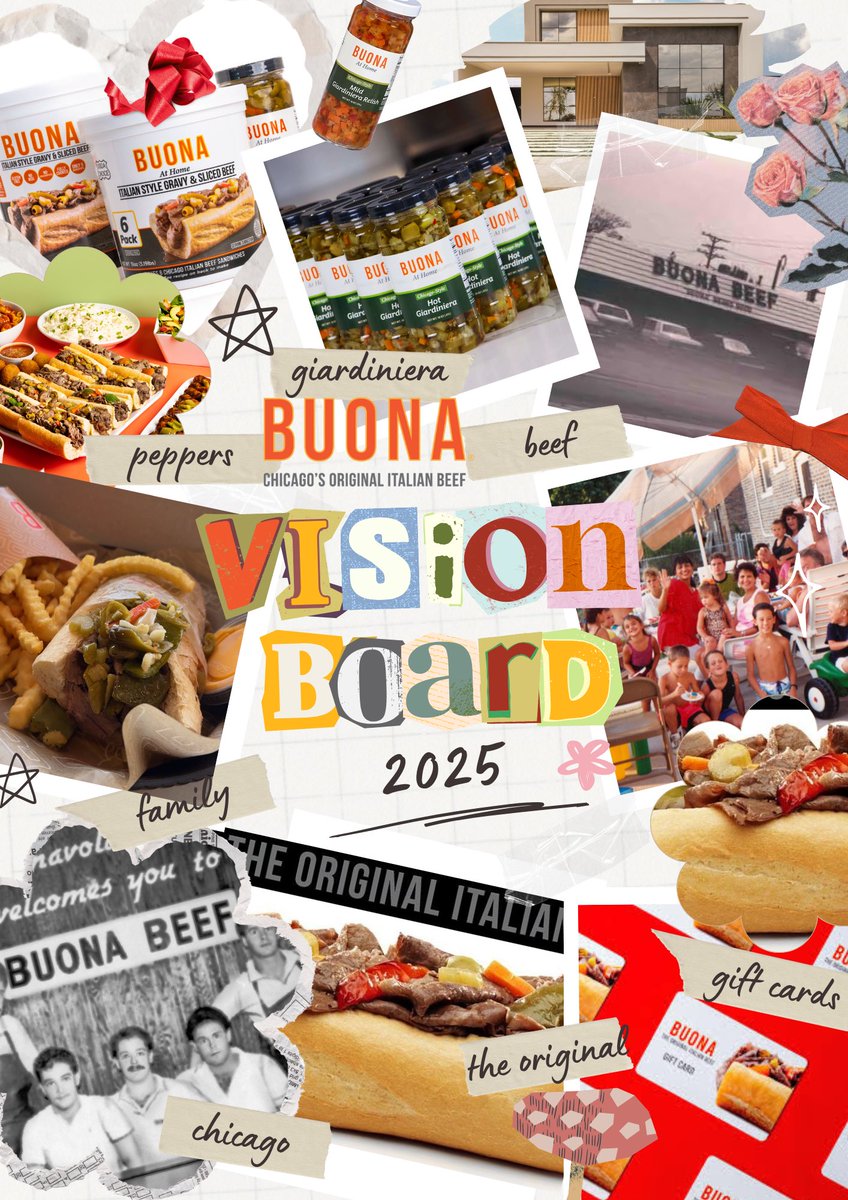 What’s on your vision board? 🤔 Manifesting big dreams and even bigger bites—Italian beef from Buona is officially on the vision board! Find us at your local grocery store across Chicagoland, gift to your favorite people this holiday season, and stop by for a holiday beef