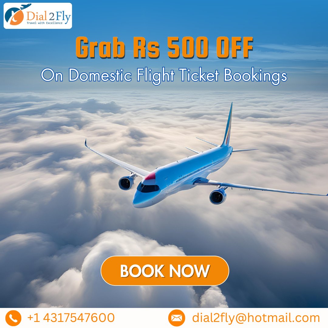 dial2fly_'s tweet photo. Grab ₹500 OFF on Domestic Flight Tickets! ✈️✨
Book now and let your next adventure take off with Dial2Fly. 🧳💸
Hurry, limited-time offer! 🔥

#Dial2Fly #FlightDeals #TravelSavings #DomesticFlights #BookNow #TravelMorePayLess #DiscountFlights #ExploreIndia https://t.co/mIllPnog2u