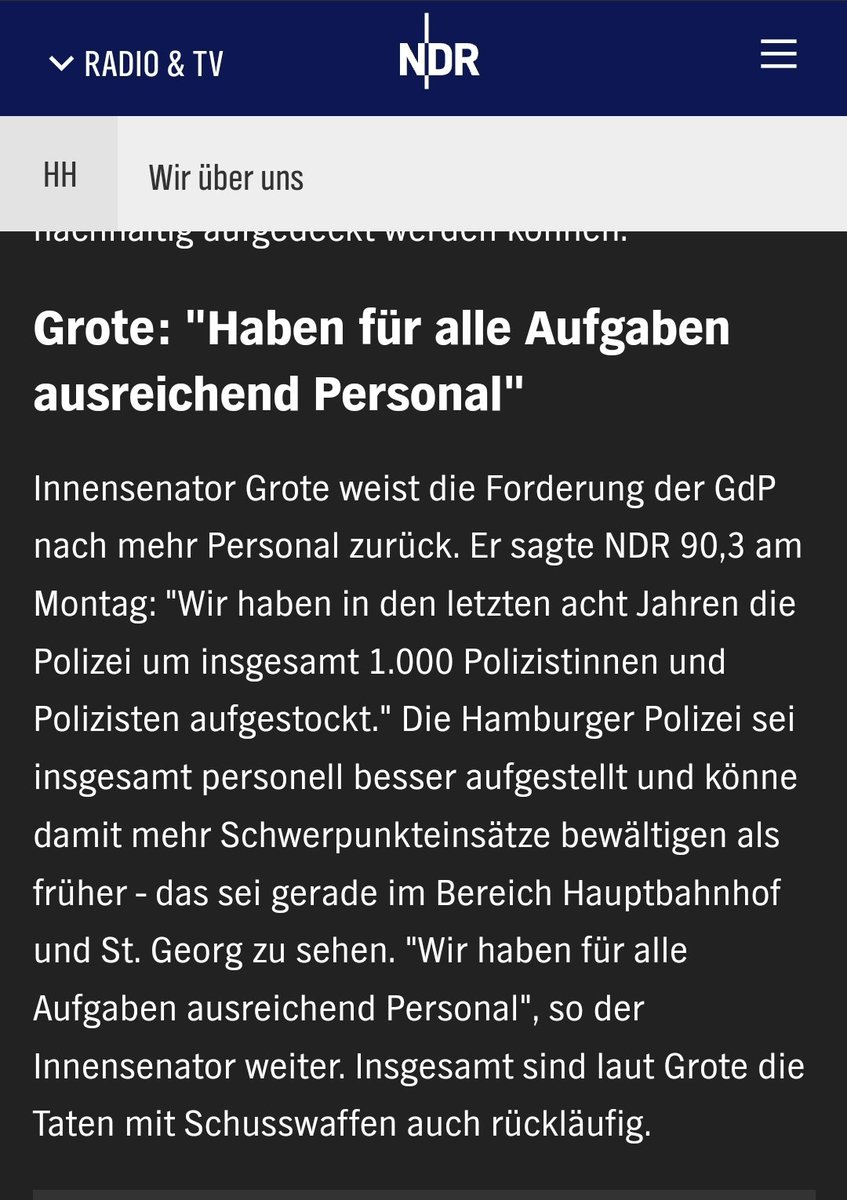 Ich empfinde diese Aussage als blanken Unsinn.
Wieso dauert es dann ewig bis ein Streifenwagen kommt und warum rauchen und verkaufen Drogensüchtige vor den Kitas #Crack #Altona #Hamburg <a href="/AndyGrote/">Andy Grote</a> <a href="/buergerschaftHH/">Bürgerschaft Hamburg</a>
ndr.de/nachrichten/ha…