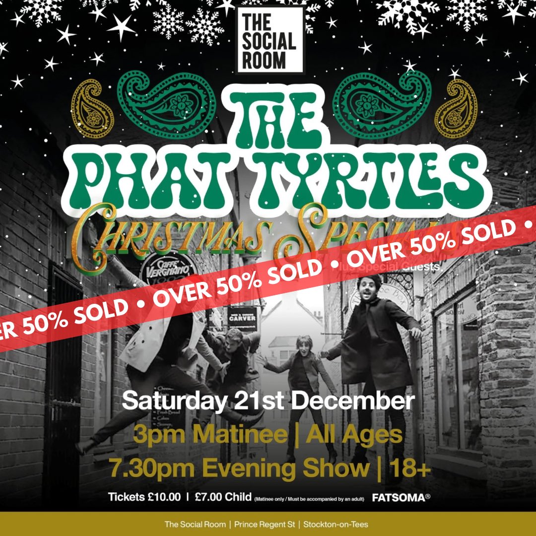 ku_stockton's tweet photo. This weekend The Phat Tyrtles are upstairs playing not one but TWO big Christmas specials for their first shows since 2022 🎄

Plus special guests Old Red Eyes (afternoon) and Alive Again (evening) 🙌

🎫 Tickets: https://t.co/LliCJaSvG4 https://t.co/z0WHbbLhje