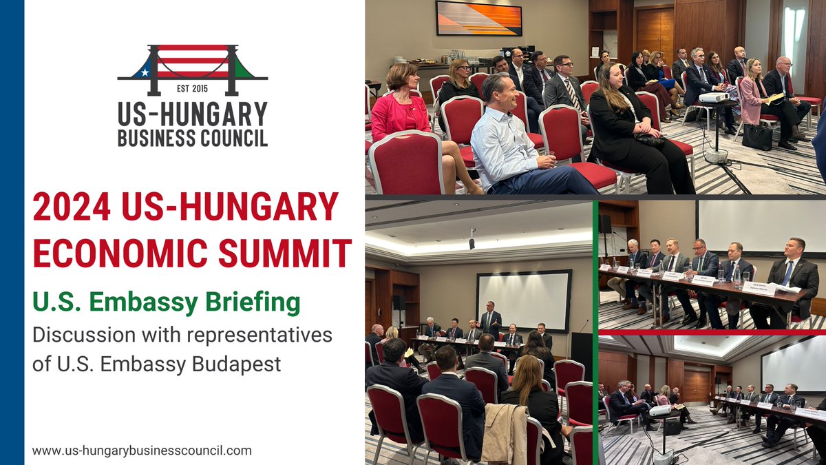 ACEBA_US's tweet photo. We kicked off the 2024 #USHBC business mission to #Hungary with a country briefing with @usembbudapest. A valuable way to start our visit –important preparation for our forthcoming meetings. We appreciate the Embassy's ongoing support &amp; for always being such a great partner! 🇺🇸🇭🇺 https://t.co/JWukYJREJA