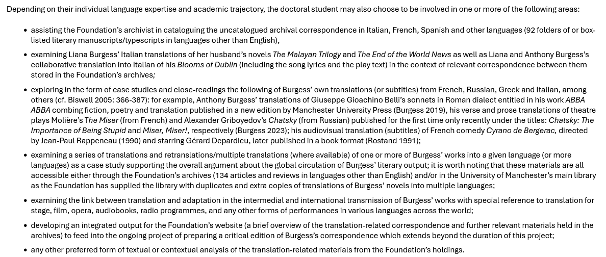 Kasia Szymanska (@kasia_szyma) on Twitter photo An AHRC-funded PhD position in Translation & Intercultural Studies! Come to <a href="/ctismanchester/">CTIS Manchester</a> (<a href="/UoMSALC/">School of Arts, Languages and Culture</a> <a href="/UoMHumsResearch/">The University of Manchester Humanities Research</a>) & work with me, <a href="/anna_translata/">Dr Anna Strowe</a> & <a href="/anthonyburgess/">Anthony Burgess Foundation</a> on the project: Translating Burgess | Burgess Translating.
More details here & below: findaphd.com/phds/project/t… An AHRC-funded PhD position in Translation & Intercultural Studies! Come to <a href="/ctismanchester/">CTIS Manchester</a> (<a href="/UoMSALC/">School of Arts, Languages and Culture</a> <a href="/UoMHumsResearch/">The University of Manchester Humanities Research</a>) & work with me, <a href="/anna_translata/">Dr Anna Strowe</a> & <a href="/anthonyburgess/">Anthony Burgess Foundation</a> on the project: Translating Burgess | Burgess Translating.
More details here & below: findaphd.com/phds/project/t…