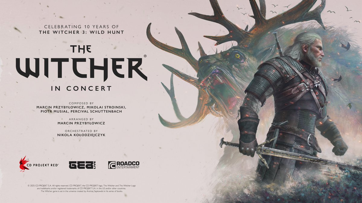 🎶 Get ready for The Witcher in Concert! 🎶

Next year, to celebrate the 10th anniversary of The Witcher 3: Wild Hunt, we’ll be going on a concert tour together with <a href="/percival_band/">PercivalSchuttenbach</a> featuring an innovative blend of cutting-edge visuals &amp; gameplay alongside the original soundtrack.