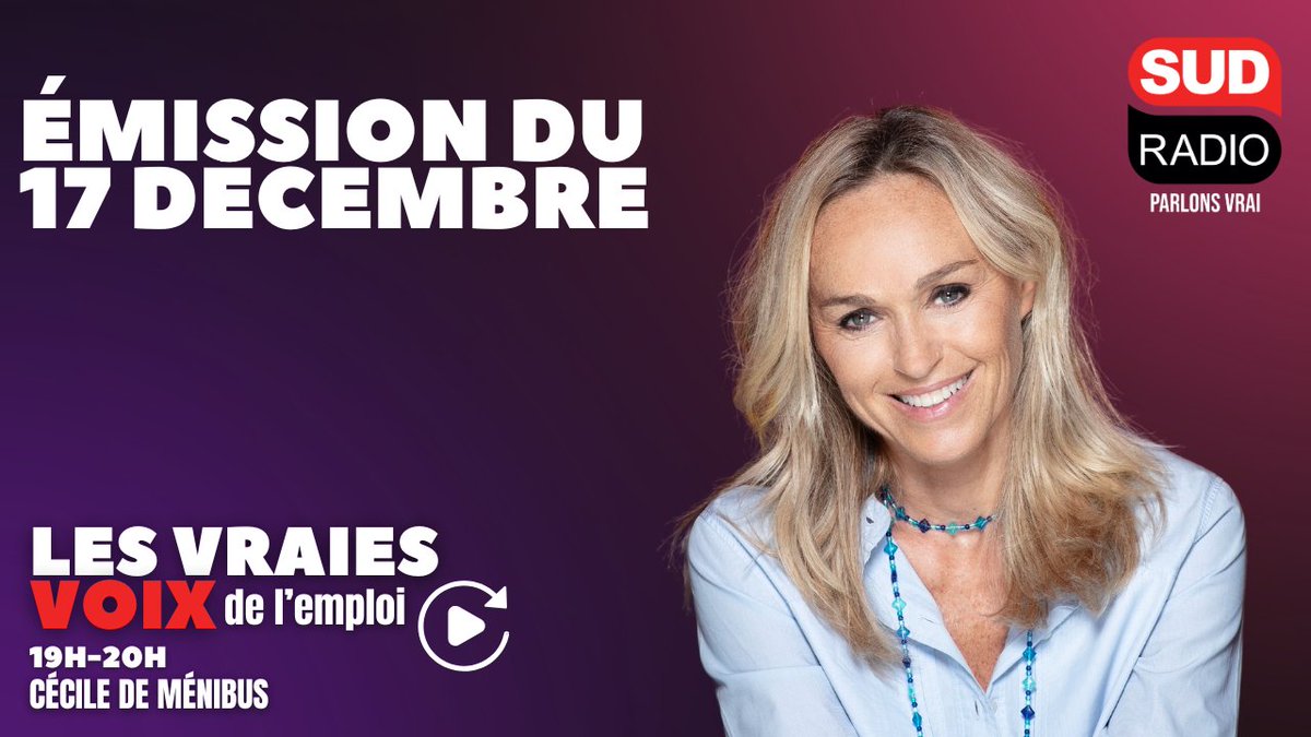 Sud Radio (@sudradio) on Twitter photo Vous avez manqué #LesVraiesVoixDelEmploi ? Retrouvez le replay de l'émission du 17/12 en intégralité, avec <a href="/nathector/">Nathalie Hector</a> (<a href="/SKEMA_BS/">SKEMA Business School</a>), @pbizzari (AVISIA) et Christian Verhague (AYMING) au micro de <a href="/cecile2menibus/">Cécile Hellouin de Ménibus ♕</a> et de Nicolas Leroy :
sudradio.fr/programme/les-… Vous avez manqué #LesVraiesVoixDelEmploi ? Retrouvez le replay de l'émission du 17/12 en intégralité, avec <a href="/nathector/">Nathalie Hector</a> (<a href="/SKEMA_BS/">SKEMA Business School</a>), @pbizzari (AVISIA) et Christian Verhague (AYMING) au micro de <a href="/cecile2menibus/">Cécile Hellouin de Ménibus ♕</a> et de Nicolas Leroy :
sudradio.fr/programme/les-…