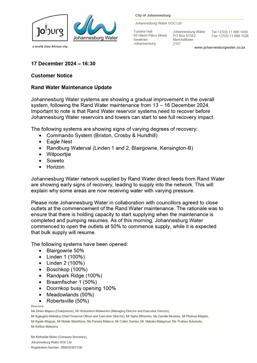 Johannesburg Water tweet media