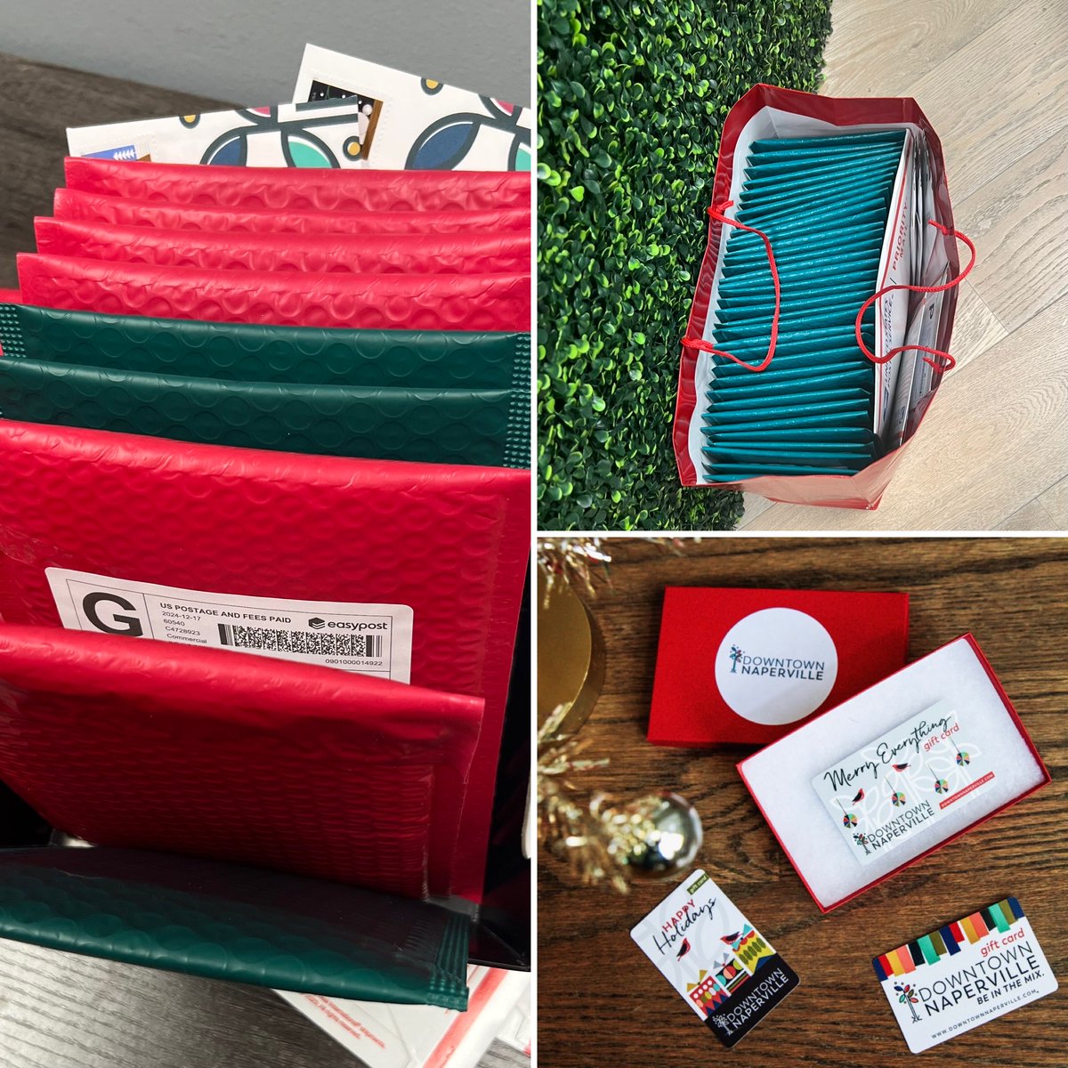 Q: Where can I purchase Downtown Naperville Gift Cards? A: 5 in-person locations downtown &amp; online too!  Is your name on one of these packages? Pictured are a few Downtown Naperville gift card orders we’re mailing out today. Make the BEST gifts!  Visit downtownnaperville.com/gift-cards/