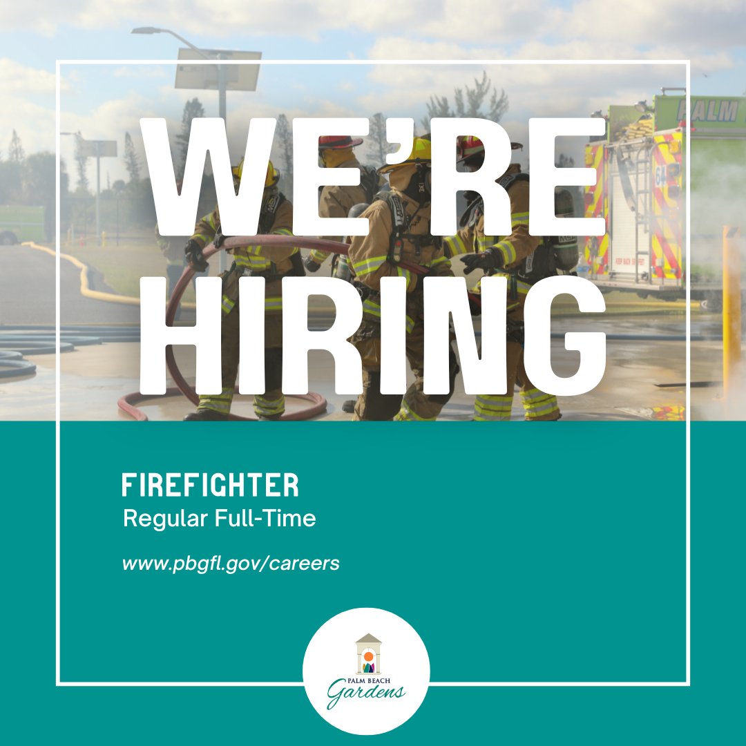 Come work with the #CityofPBG Fire Rescue. We're looking for full-time Firefighters. To learn more and apply: bit.ly/4fheHZ5