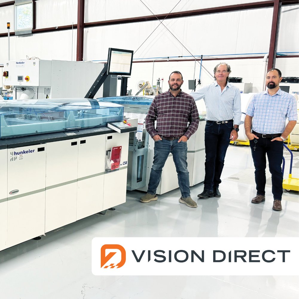Standard Finishing Systems (@standard_finish) on Twitter photo "We can do short runs or runs of more than a million pieces – and we’ve never had to say no to any customer request!"
With a new Ricoh press and in-line + near-line <a href="/hunkelerag/">Hunkeler AG</a> finishing, Vision Direct was able to take their data-driven direct mail business to the next level. "We can do short runs or runs of more than a million pieces – and we’ve never had to say no to any customer request!"
With a new Ricoh press and in-line + near-line <a href="/hunkelerag/">Hunkeler AG</a> finishing, Vision Direct was able to take their data-driven direct mail business to the next level.