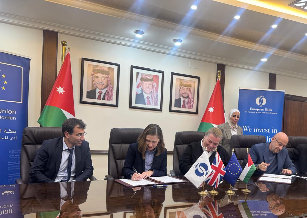 EBRD's tweet photo. Exciting news for Jordan! 

Together with @FCDOGovUK, and @EU_Partnerships, we've teamed up to invest up to $30M in a new wastewater treatment plant in West Irbid.

This project will provide vital sanitation services to 200k people, improving their health and quality of life. https://t.co/fD46UhJ5nM