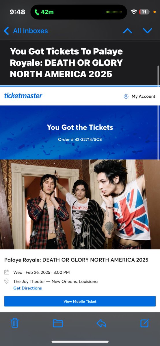 Woke up and immediately bought my <a href="/PalayeRoyale/">Palaye Royale</a> tickets for New Orleans. Its been too long!! 🩵😈