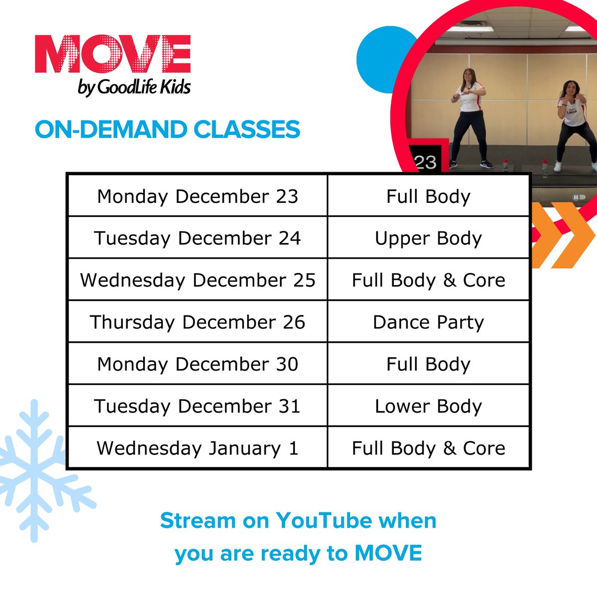 MOVE On Demand Classes are FREE MOVE classes you can take at your own availability!

These new classes were created by MOVE coaches and will be available to watch on GoodLife Kids Youtube.

Go to bit.ly/winterbreakpla… to open!

#autism #downsyndrome #intellectualdisabilities