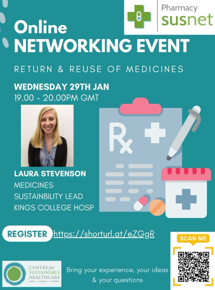 PharmacyDeclares! (@pharmdeclares) on Twitter photo Save the date! 📝29/01/25 7-8pm. <a href="/SusHealthcare/">Centre for Sustainable Healthcare</a>, Sust Pharmacy Network event.
💊 Medicine Return & Reuse - reducing waste, cost & carbon with Laura Stevenson, Meds Sust Lead <a href="/KingsCollegeNHS/">King's College NHS</a>
Register 👇
networks.sustainablehealthcare.org.uk/events/return-… @Laura_jean23 Save the date! 📝29/01/25 7-8pm. <a href="/SusHealthcare/">Centre for Sustainable Healthcare</a>, Sust Pharmacy Network event.
💊 Medicine Return & Reuse - reducing waste, cost & carbon with Laura Stevenson, Meds Sust Lead <a href="/KingsCollegeNHS/">King's College NHS</a>
Register 👇
networks.sustainablehealthcare.org.uk/events/return-… @Laura_jean23