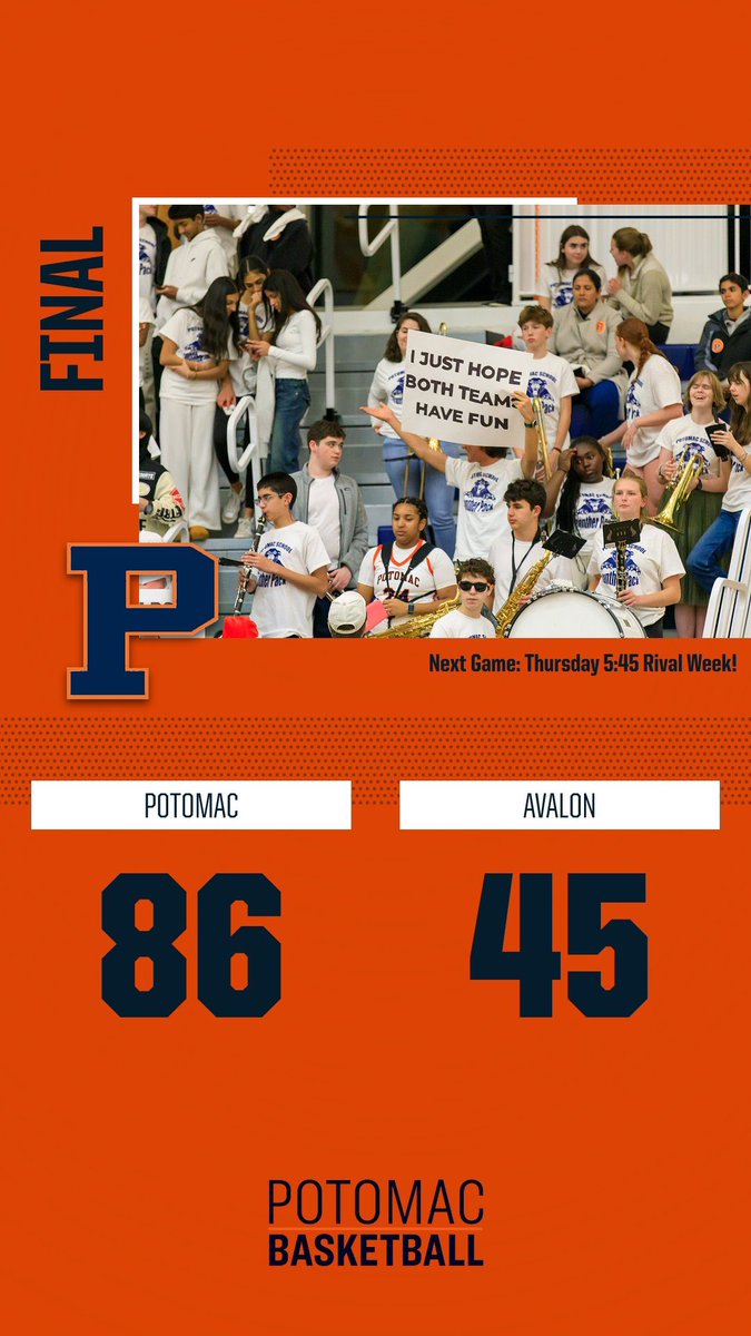 Potomac Boys Basketball (@potomacbbb) on Twitter photo Really good team win last night to put us back in the win column at 3-2.
26β Logan J. Led with 26pts 7rebs in 18mins
26β Grey C. 12 pts 3 stls
25β Senior Capt EJ 11pts 4rebs 7assts 2stls
26β Akim I. 10pts 5/5, 3assts 2stls
26β Evan P. 9pts 3/4 from 3
<a href="/novahoopsCom/">Novahoops.com</a> <a href="/PrepHoopsVA/">Prep Hoops Virginia</a> Really good team win last night to put us back in the win column at 3-2.
26β Logan J. Led with 26pts 7rebs in 18mins
26β Grey C. 12 pts 3 stls
25β Senior Capt EJ 11pts 4rebs 7assts 2stls
26β Akim I. 10pts 5/5, 3assts 2stls
26β Evan P. 9pts 3/4 from 3
<a href="/novahoopsCom/">Novahoops.com</a> <a href="/PrepHoopsVA/">Prep Hoops Virginia</a>