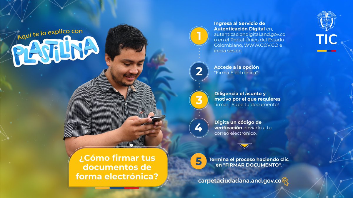 ANE_Colombia's tweet photo. 🖊️ Firma documentos electrónicos en minutos.
✅ Seguro, rápido y fácil con Firma Electrónica.
💻 Descubre cómo aquí: https://t.co/H2EPCv7ZBb
#ServiciosCiudadanosDigitales #FirmaElectrónica #AutenticaciónDigital #InteroperabilidadSCD https://t.co/WMbPF4XO7i
