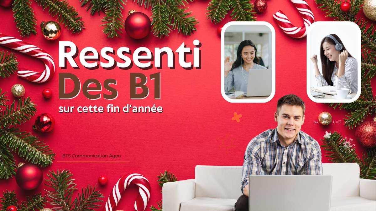 BtsComAgen's tweet photo. 🎓 Le ressenti des B1 en cette fin d’année 2024
Le mois de décembre marque un tournant important pour les #Étudiants en première année de #BTSCommunication 📚. Avant de tourner la page de l'année 2024, les B1 nous ont partagé leur #Ressenti. 😄 https://t.co/FLjQUkYFvc