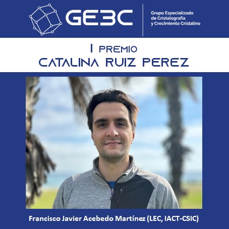 📣 El #GE3C concede el 🏅Premio Catalina Ruiz Pérez, en su primera edición, a Fco. Javier Acebedo Martínez del <a href="/LEC_CSIC/">LEC CSIC</a>  por su tesis: Diseño de materiales multicomponente con apatitos nanocristalinos y cocristales farmacéuticos antiinflamatorios para aplicaciones en biomedicina