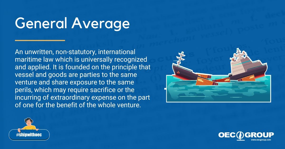OECGroup's tweet photo. What is General Average?

#TerminologyTuesday #generalaverage #cargoinsurance #logistics https://t.co/ogbP6XPppD