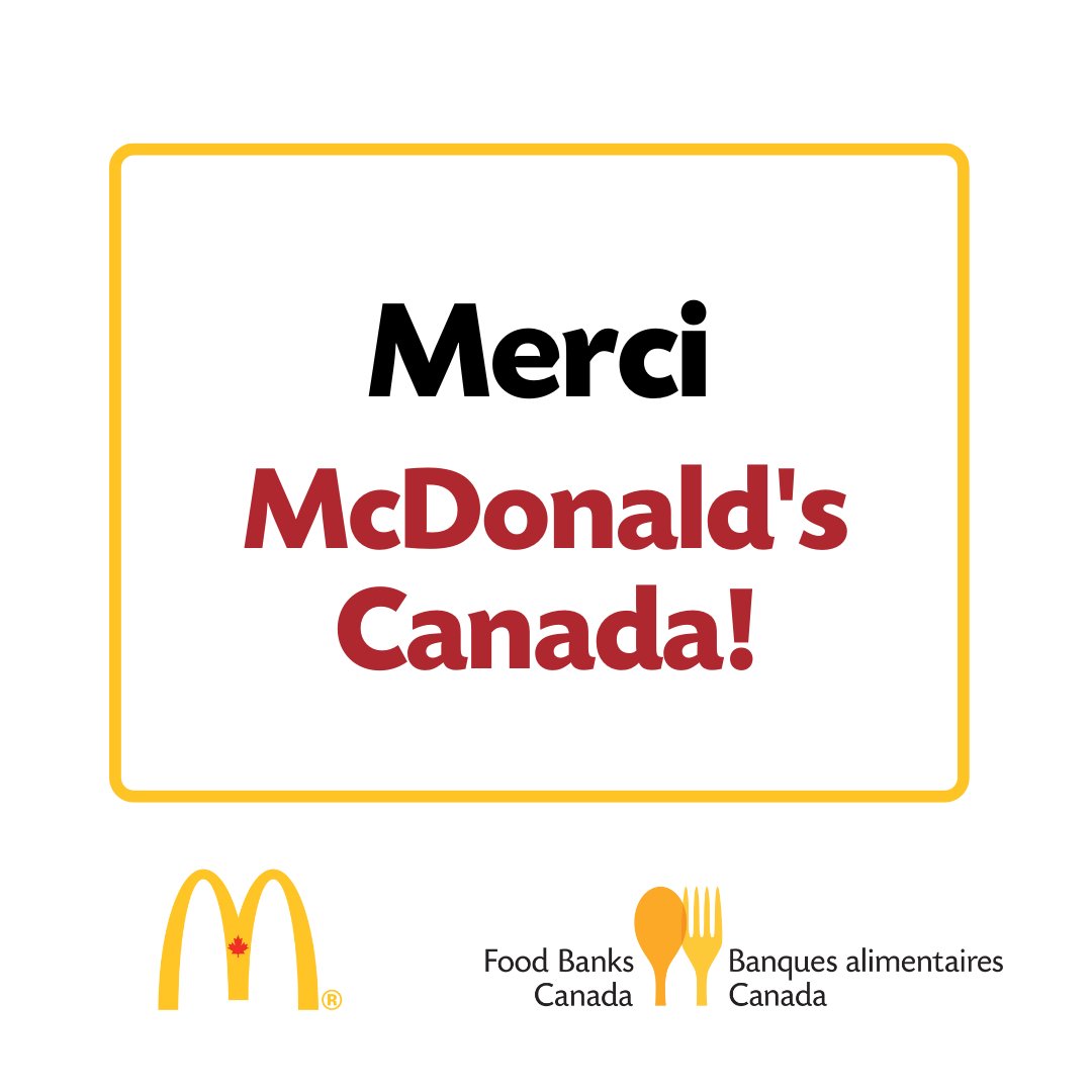 Food Banks/Banques alimentaires Canada (inactive) (@foodbankscanada) on Twitter photo Un immense merci à <a href="/McDoCanada/">McDo 🇨🇦</a> pour son incroyable soutien aux banques alimentaires depuis 2020! Grâce aux dons de plus de 1,2 M$ et aux efforts de bénévolat, McDonald’s aide les familles et les enfants de partout au Canada.
Ensemble, nous faisons une réelle différence. Un immense merci à <a href="/McDoCanada/">McDo 🇨🇦</a> pour son incroyable soutien aux banques alimentaires depuis 2020! Grâce aux dons de plus de 1,2 M$ et aux efforts de bénévolat, McDonald’s aide les familles et les enfants de partout au Canada.
Ensemble, nous faisons une réelle différence.