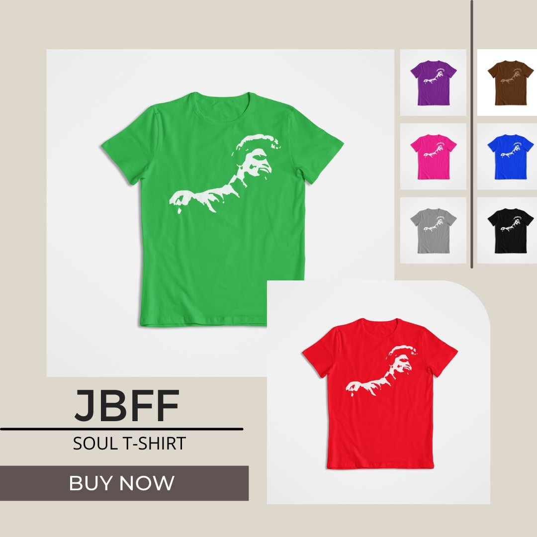 JamesBrownFF's tweet photo. Give the gift of soul this holiday season with the JBFF Soul T-Shirt! Perfect for James Brown fans who want to celebrate the Godfather of Soul in style. Grab yours today!

 https://t.co/wCxuzBBifV

#JamesBrown #JBFF #HolidayGifts #SoulTshirt #JamesBrownFans https://t.co/1eiXWu9MYg