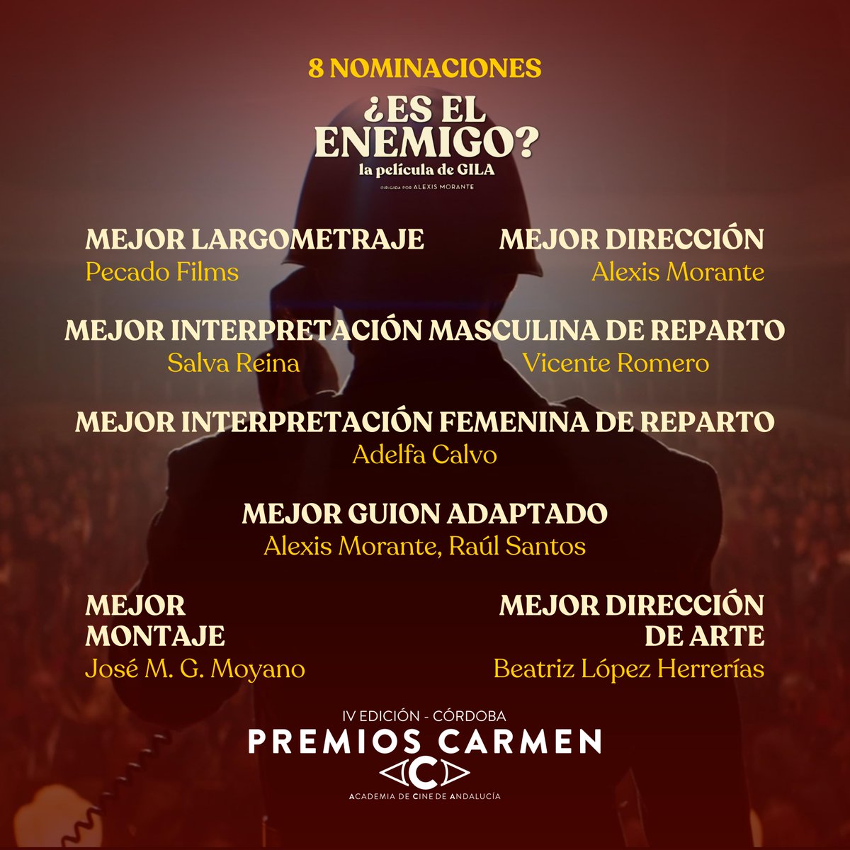 filmax's tweet photo. ¡Muchas felicidades a los equipos de #ElSaltoPelícula, #EsElEnemigo #GilaLaPelícula, #RitaPelícula, #LaMujerDormida y #AlumbramientoPelícula! 👏
Todas estas películas, distribuidas nacional e internacionalmente por Filmax , suman 30 nominaciones a los IV Premios Carmen. 🎬 https://t.co/TKWZwg0EcD