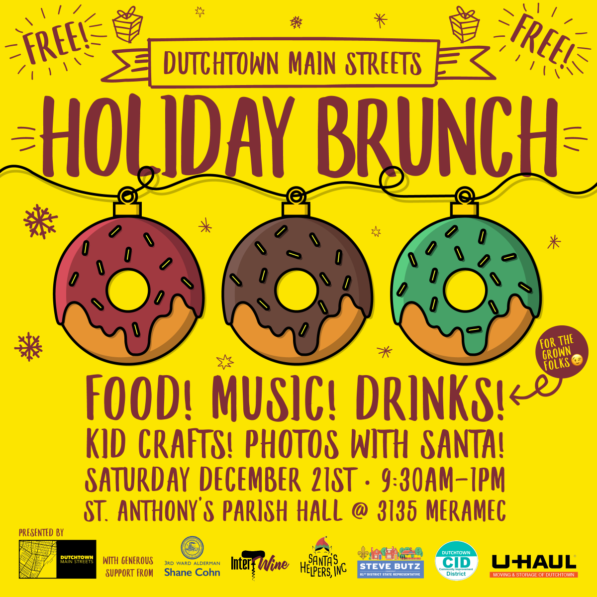 dutchtownstl's tweet photo. Come celebrate the holidays with your neighbors! All are welcome to join us for brunch and holiday spirit as we share food, drinks, music, and fun for the kids too!

Saturday 12/21
9:30am–1pm
St. Anthony's Parish Hall
3135 Meramec St. https://t.co/rphikfmrbb