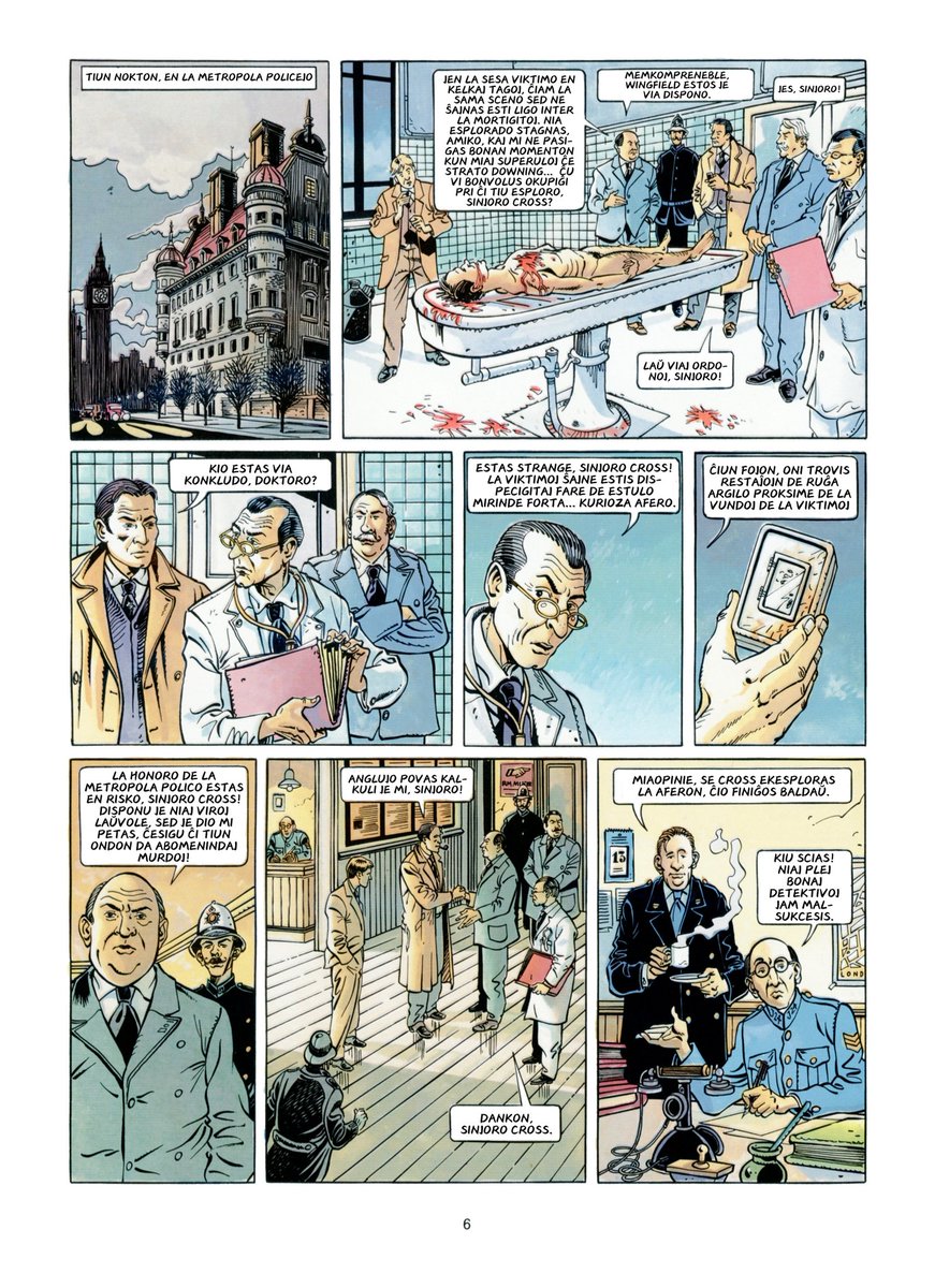 Mikstro2's tweet image. 📚La unua volumo de la belga komiksoserio «Carland Cross» publikiĝos baldaŭ ĉe esperaĵo.net (antaŭ ol jarfino). Ĝi rakontas pri lerta detektivo kaj lia helpisto esplorantaj supernaturaĵojn en Britio.

«Carland Cross 1: La golemo» (45 paĝoj). Jen la unuaj kvar paĝoj: