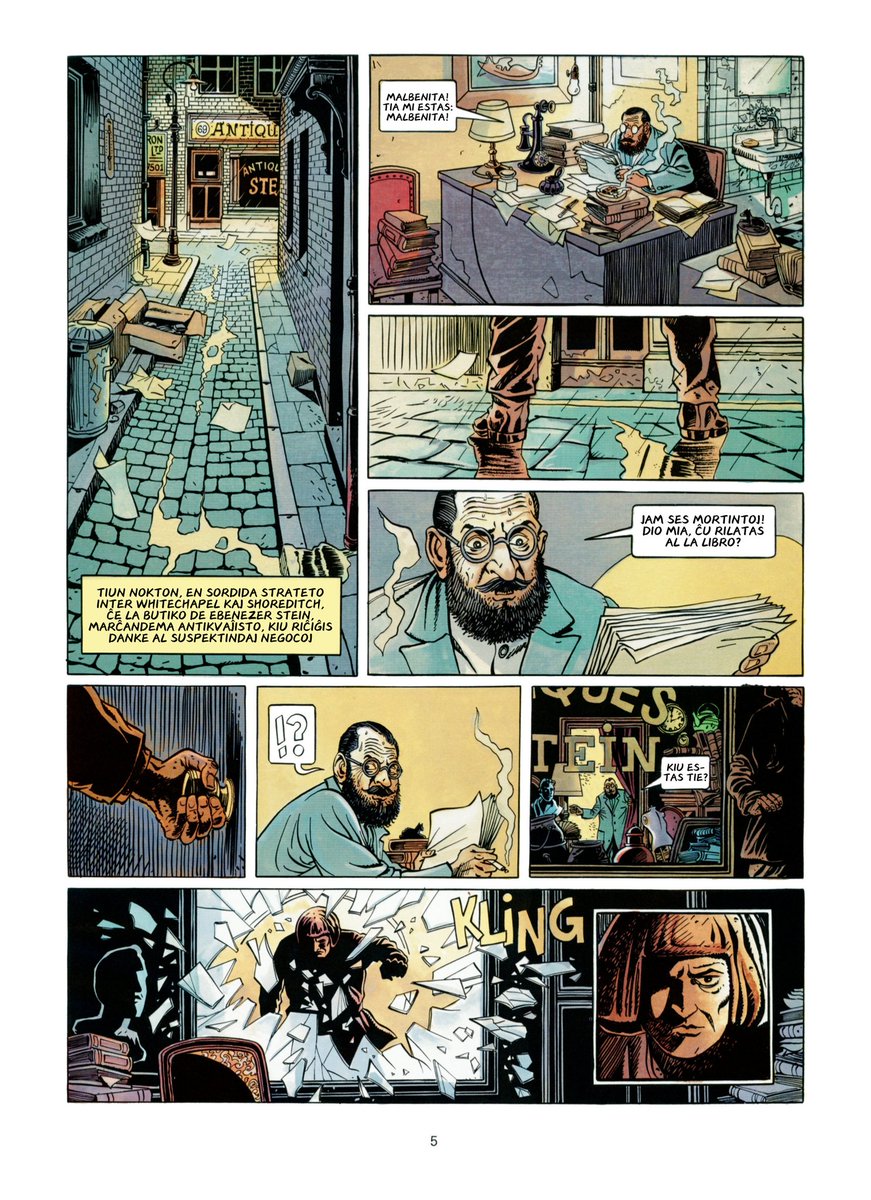 Mikstro2's tweet image. 📚La unua volumo de la belga komiksoserio «Carland Cross» publikiĝos baldaŭ ĉe esperaĵo.net (antaŭ ol jarfino). Ĝi rakontas pri lerta detektivo kaj lia helpisto esplorantaj supernaturaĵojn en Britio.

«Carland Cross 1: La golemo» (45 paĝoj). Jen la unuaj kvar paĝoj: