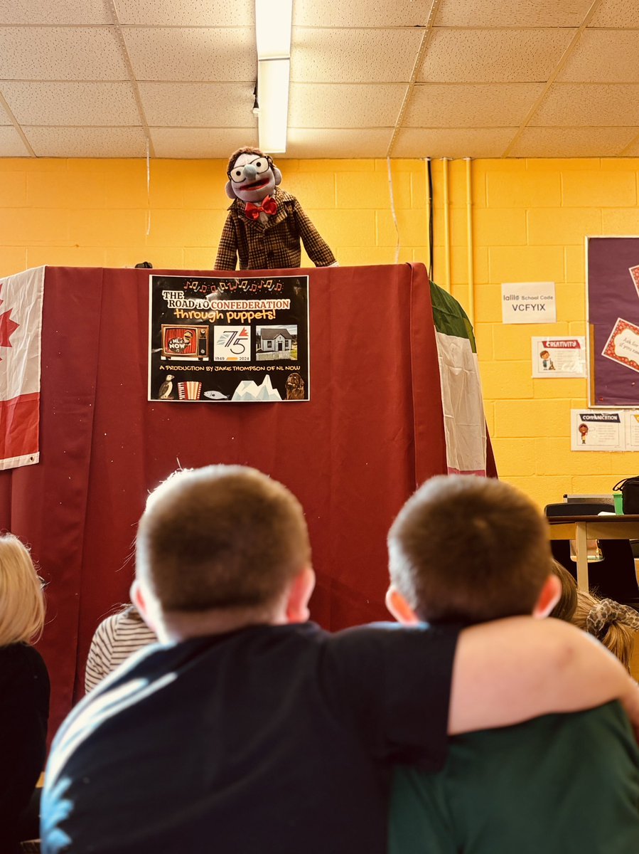 It was awesome to have <a href="/sjboscoschool/">sjboscoschool</a> Alumni, Jake Thompson <a href="/jtnlnowp/">Jake Thompson</a> perform his original comissioned play,
“The Road to Confederation Through Puppets” today for K’s, 3’s and 4’s. Such a fabulous learning experience for students. Thanks Jake! <a href="/GovNL/">Government of Newfoundland & Labrador</a> <a href="/EDU_GovNL/">Education and Early Childhood Development</a> <a href="/NLSchoolsCA/">NLSchools</a>