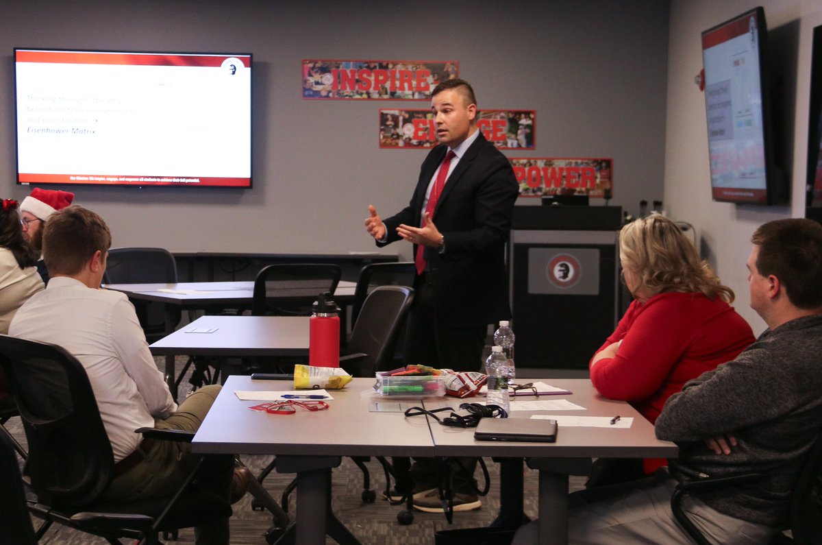CV Superintendent Dr. Dake led today’s Warrior Learners sessions on time management and prioritization for educators. Topics included the Eisenhower Matrix, prioritizing the classroom, and viewing the process as a marathon, not a sprint.