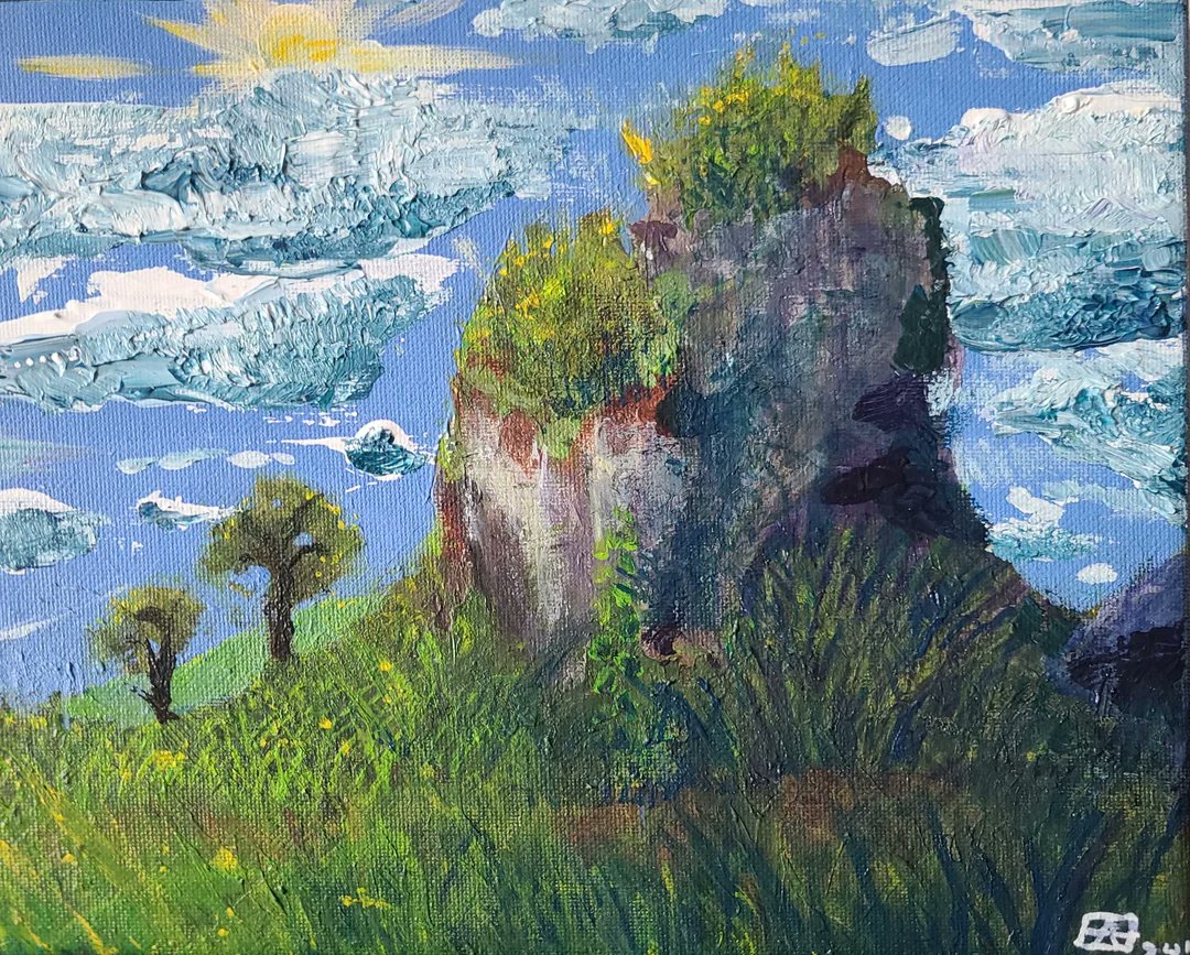 arcathur's tweet photo. little mountain guy, acrylic on canvas - og build by @BdoubleO100 https://t.co/dGPSl0yDPH