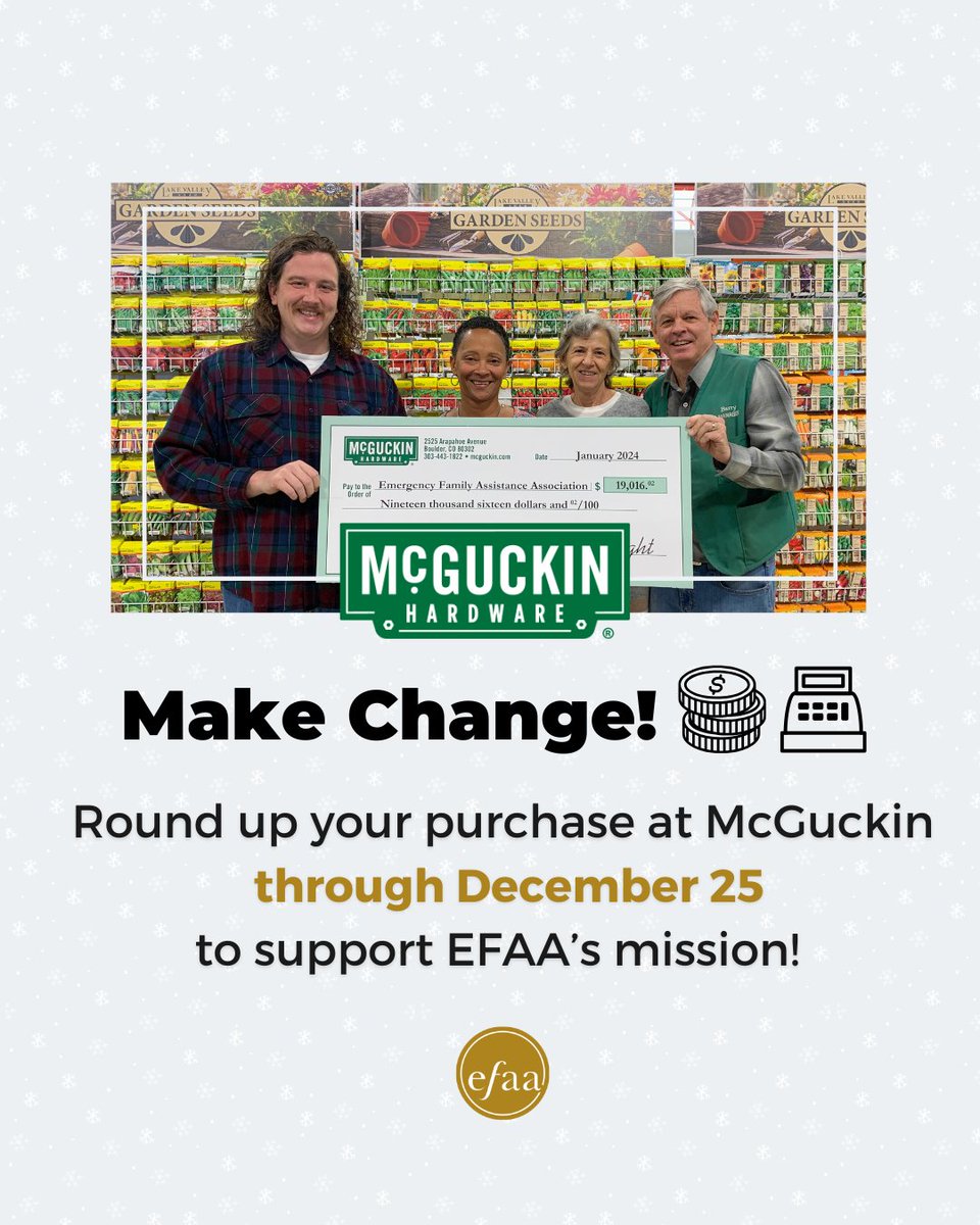 Once again, <a href="/McGuckins/">McGuckin Hardware</a> is doing a Register Roundup to benefit EFAA – and we’re so thankful! 🛠️ Rounding up is such a small thing, but it makes a big difference: last year’s roundup raised more than $19,000.