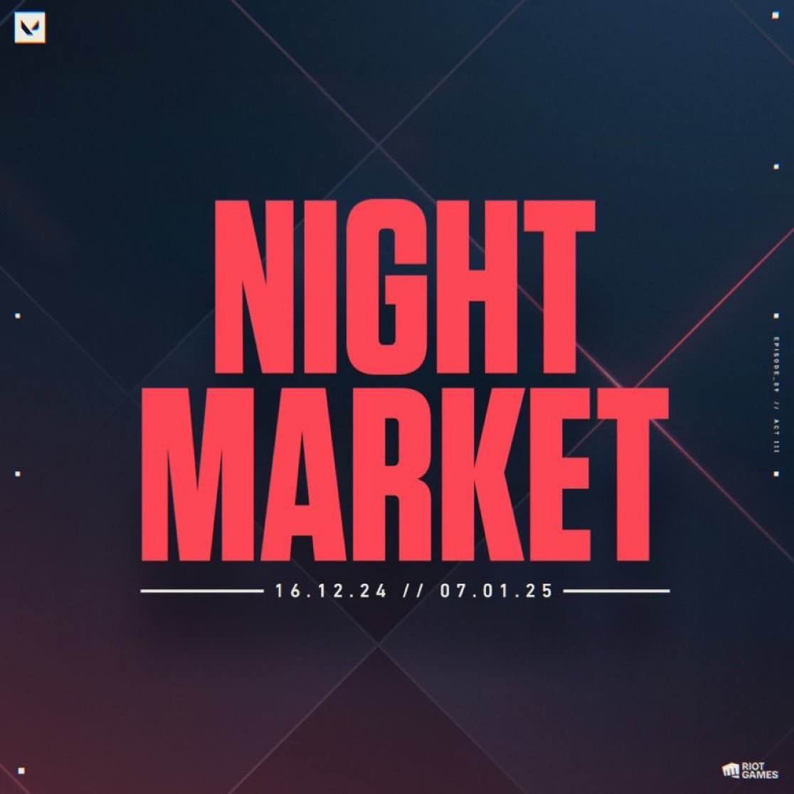 No Crying In Esports (@nocryinesports) on Twitter photo The NIGHT MARKET is out, and we’re doing a holiday giveaway for TWO lucky winners (up to $20)!!
To enter:
1. Follow <a href="/NoCryInEsports/">No Crying In Esports</a> and <a href="/NCIEVAL/">NCIE VALORANT</a>
2. Like and Retweet this post
3. Post a screenshot of your Night Market
Winner picked a week from now (December 23rd) The NIGHT MARKET is out, and we’re doing a holiday giveaway for TWO lucky winners (up to $20)!!
To enter:
1. Follow <a href="/NoCryInEsports/">No Crying In Esports</a> and <a href="/NCIEVAL/">NCIE VALORANT</a>
2. Like and Retweet this post
3. Post a screenshot of your Night Market
Winner picked a week from now (December 23rd)