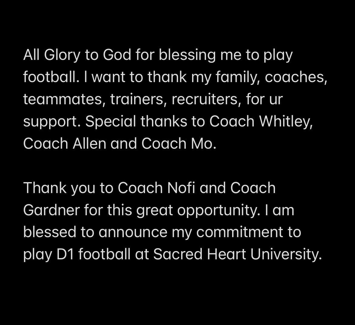 Committed!! <a href="/mark_nofri/">Coach Nofri</a> <a href="/CoachGardner_/">Matt Gardner</a> <a href="/CoachDEdwards/">Coach Darin Edwards</a> <a href="/TaftFootballCT/">Taft Football</a> <a href="/EdOBrienCFB/">EdOBrienCFB</a> <a href="/CoachDan_Y/">Dan Yarborough NASM-PES, USAW</a>  <a href="/FTRreport/">Fast Track Recruits</a> <a href="/SHU__Football/">Sacred Heart Football</a> #WeAreSHU