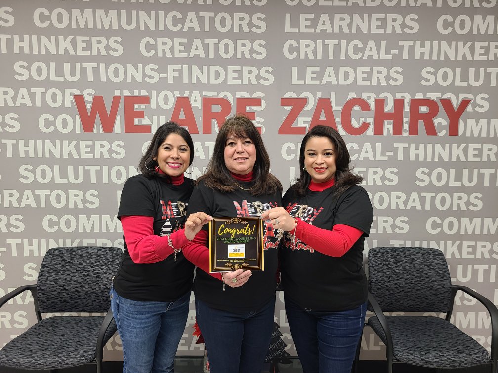 jaclyn_galvan's tweet photo. Our ZMS Counseling Department did it! We earned the CREST Award: Counselors Reinforcing Excellence for Students in Texas . @NISDZachry @NISDZachryMag @NISDCounseling https://t.co/TCuMaXHYjA