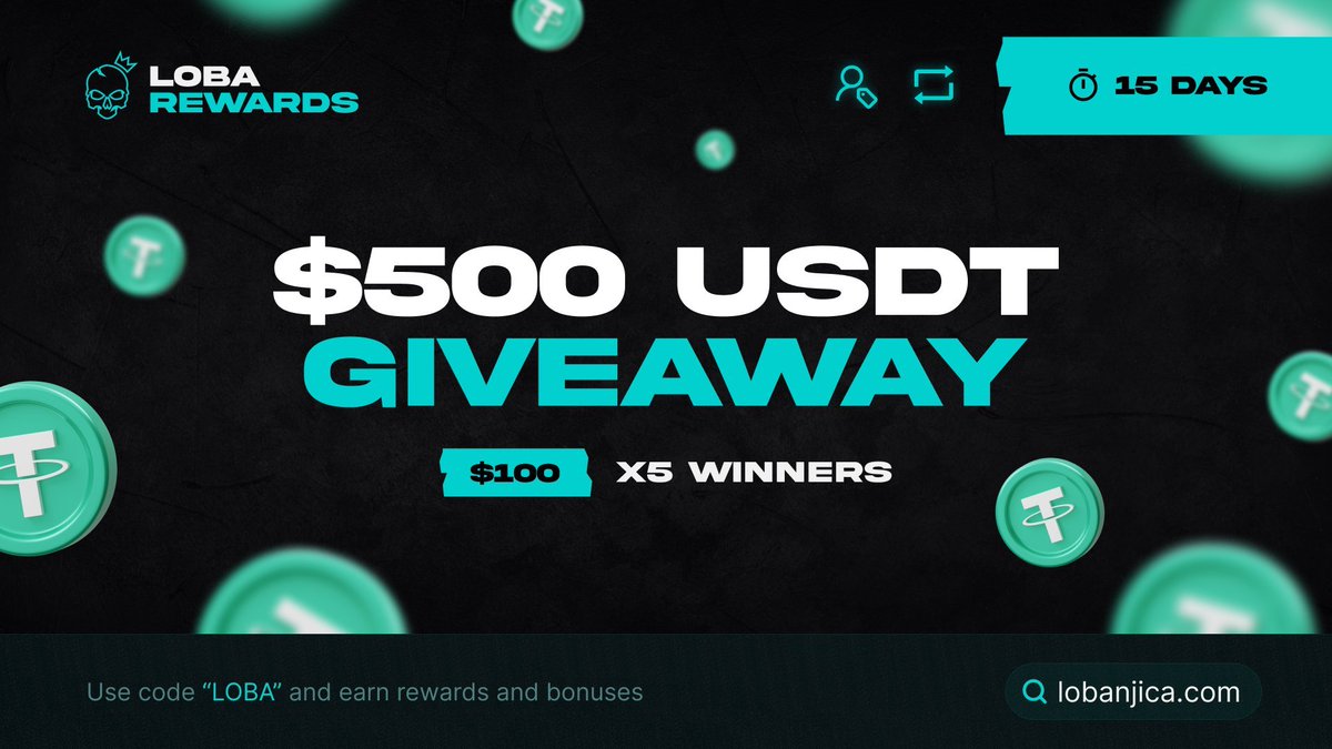 lobarewards's tweet photo. 🎁 $500 CRYPTO (USDT) GIVEAWAY - 5 WINNERS 🎁

To enter :   

- Follow @lobarewards + @LobanjicaCS
- RT + LIKE 
- Tag one (or more) friends 
- Visit https://t.co/KSdis8NCzw for $35,000 in rewards &amp; giveaways

Wish you the best of luck 🥳 https://t.co/1q0WVKWivY