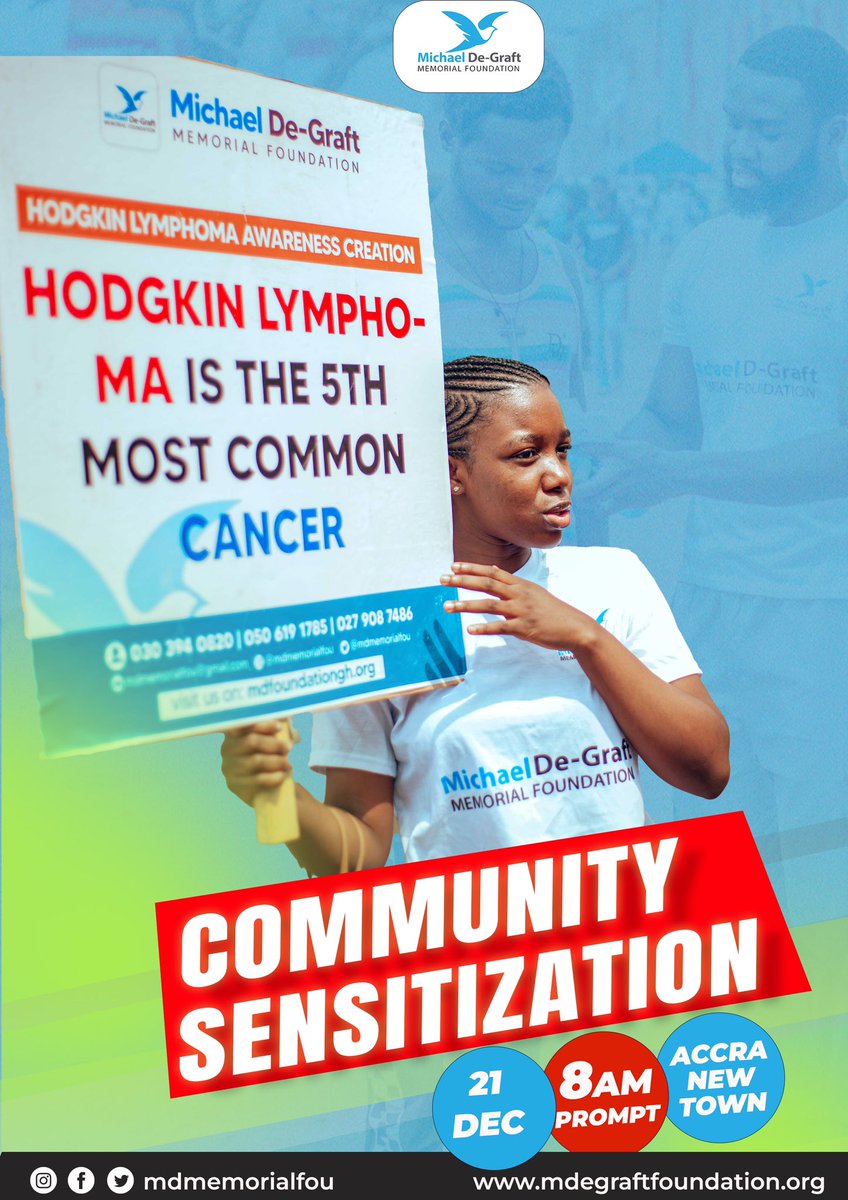 mdmemorialfou's tweet photo. It's another year round again. We're drawing the curtains on this year with a mega community sensitization on Hodgkin's Lymphoma at Accra New Town coming Saturday; 21st Dec, 2024. Come join us save lives. #MetroTV #GhanaTalksRadio #TwilightAt500K https://t.co/MgYsFuBeXS