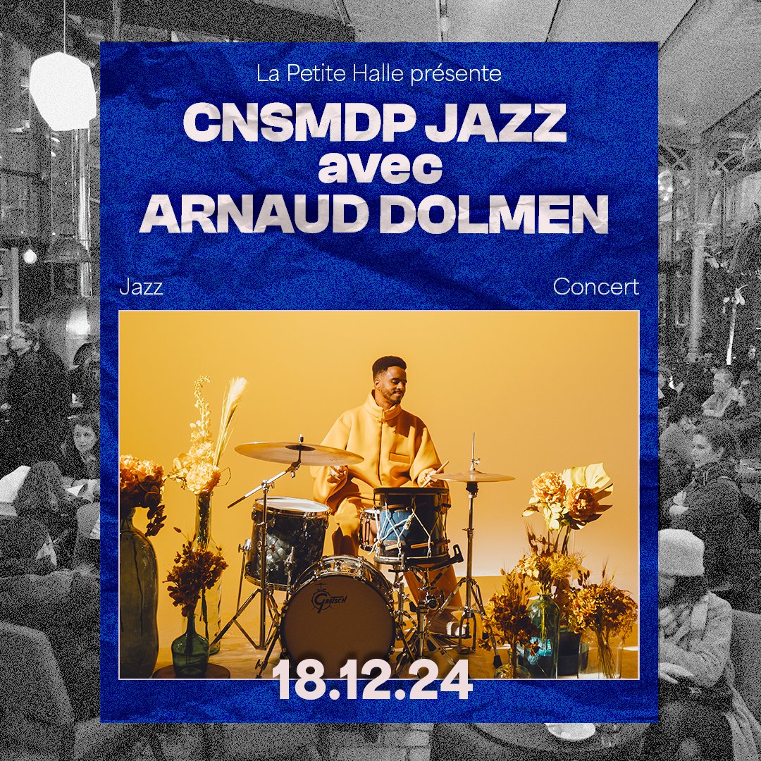 ArnaudDolmen's tweet photo. Rendez-vous ce mercredi 18 décembre à 20h à La Petite Halle pour le concert de restitution de ma masterclass de trois jours au Conservatoire de Paris @CnsmdParis 🔥 Venez encourager les étudiant.e.s du département Jazz et Musiques Improvisées, c'est gratuit ! https://t.co/aDSgly4eVo