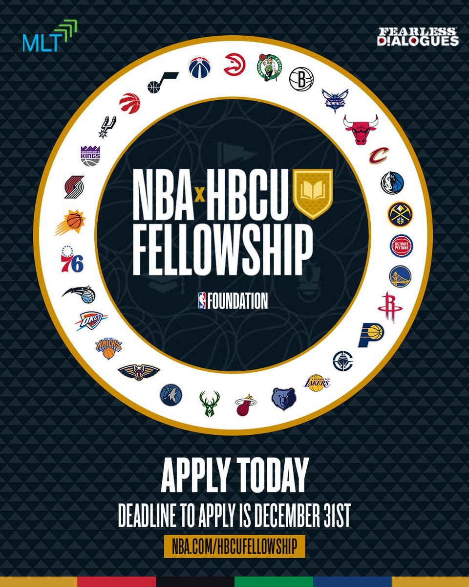 Management Leadership for Tomorrow (@mltorg) on Twitter photo #MLT is proud to be partnering with the <a href="/NBAFoundation/">NBA Foundation</a>, to launch their 2025 #NBAxHBCUFellowship program.
Apply today through December 31st for the opportunity to work across the league and join the #NBA Family! π mlt.info/408SxEl #MLT is proud to be partnering with the <a href="/NBAFoundation/">NBA Foundation</a>, to launch their 2025 #NBAxHBCUFellowship program.
Apply today through December 31st for the opportunity to work across the league and join the #NBA Family! π mlt.info/408SxEl