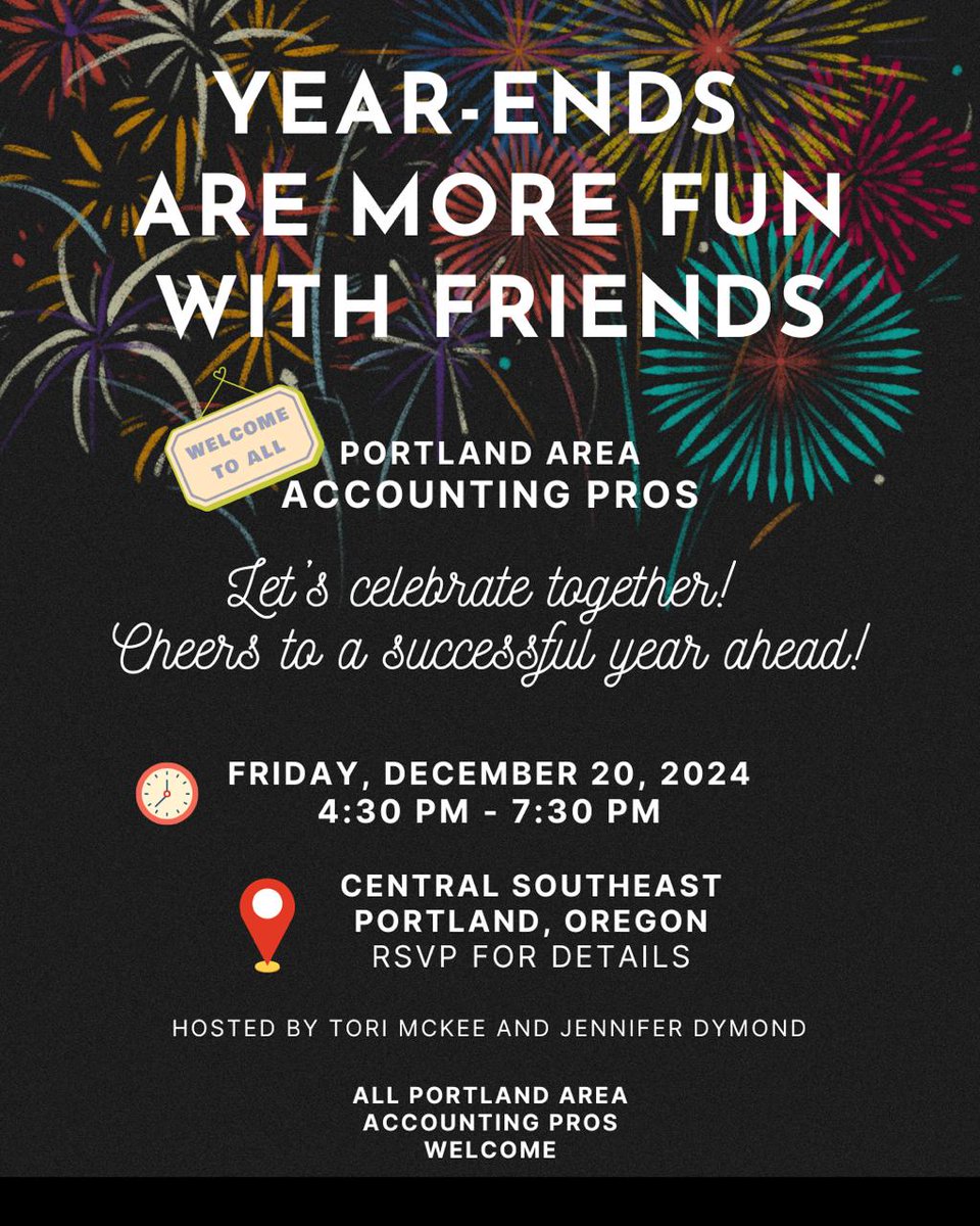 PDX area accounting pros - final notice!  Happy Hour Hang Out this Friday, December 20.  Message me or <a href="/JennDymond/">Jennifer Dymond, CPA</a> to RSVP.