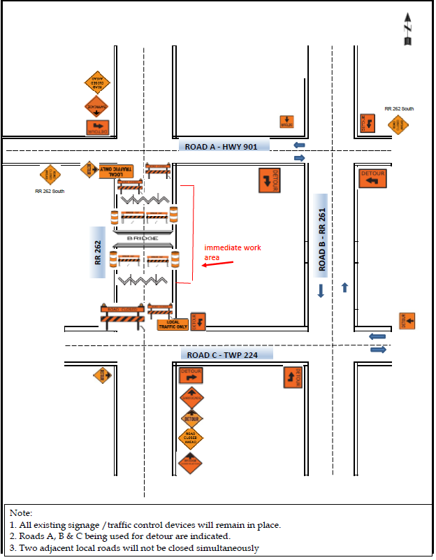 Wheatlandcounty's tweet photo. 🚧 RR262 Road Closure Update 🚧

Due to weather delays, bridge construction along RR 262 will continue into the New Year. RR 262 will be accessible from December 24, 2024, to January 6, 2025. It'll be closed again from January 7-31, 2025, to complete the construction. https://t.co/DzMl1lFnNY
