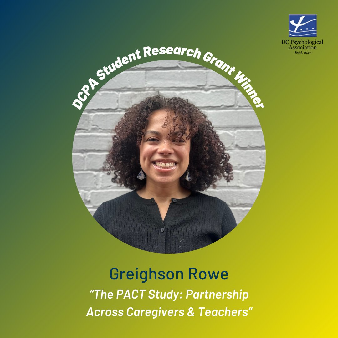DCPsychAssoc's tweet photo. Congratulations to the 2024 DCPA Research Grant recipients! We thank all who applied. 

DCPA is thrilled to award Greighson Rowe and Whitney Skippings each with a $600 grant to support their student research or conference travel. https://t.co/0EdH2DPGA2