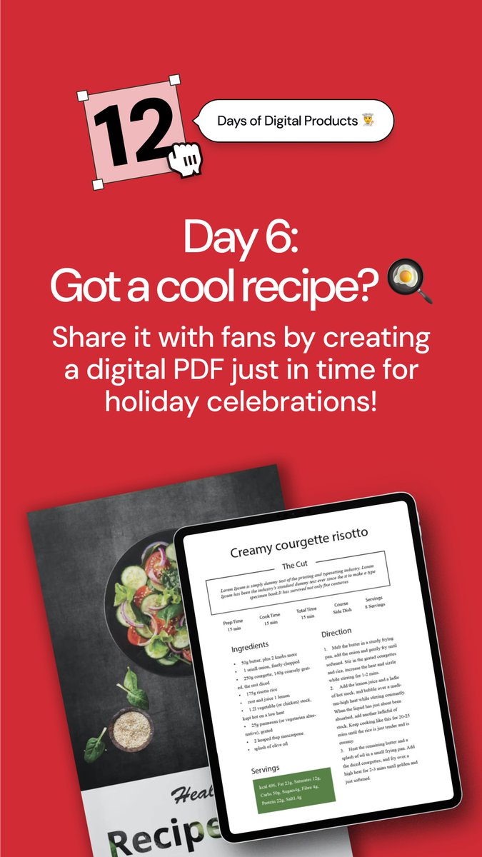 Food for thought: What’s your favorite holiday treat? Share it with fans by creating a digital PDF recipe and get them cooking for those holiday celebrations! 🧑‍🍳Keep those digital product sales going through 12/23 so you can win fun prizes!
Tap the link in our bio for more inspo!