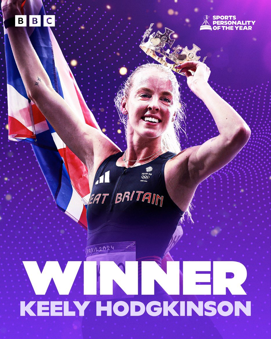 BBCRMsport's tweet photo. The winner of BBC Sports Personality of the Year 2024 is…

🌟 KEELY HODGKINSON 🌟

📺 Watch: https://t.co/jD3mIoPi8I

#SPOTY https://t.co/60rGodtEOm