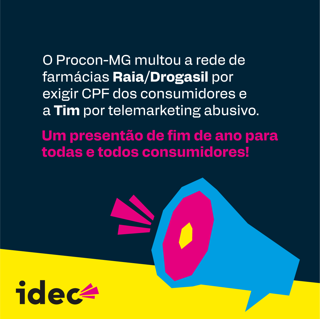 idec's tweet image. Tim e Raia/Drogasil multadas por desrespeitar os consumidores. É muito bom pra ser verdade, né, mas é! Isso que é presente de fim de ano!

Acesse nossos conteúdos sobre o tema em: idec.org.br/dicas-e-direit…